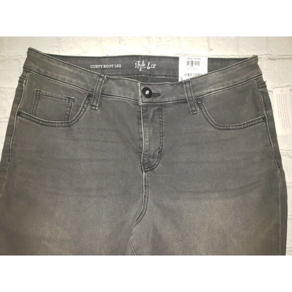 Nwt Style  & Co Women's Black Bootcut Jeans Floral Embellished Pockets Size 10 - Picture 2 of 5